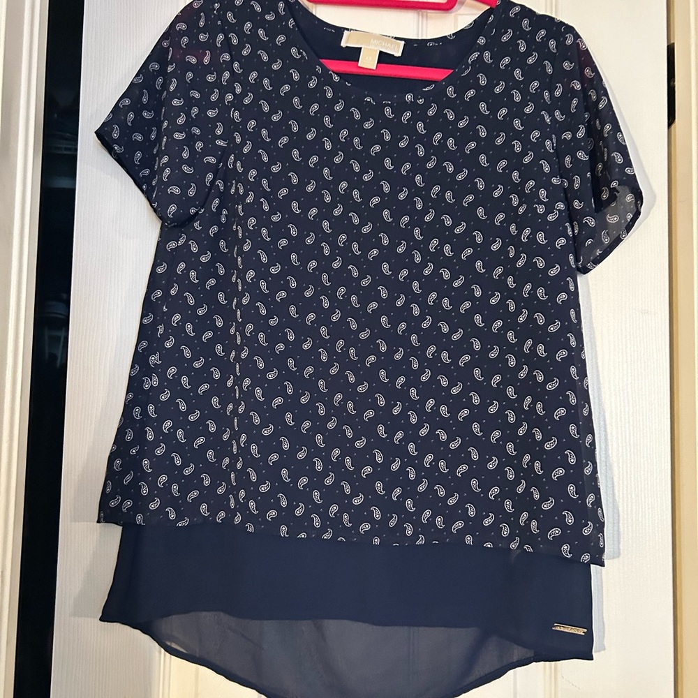 Michael Kors Navy Paisley Blouse